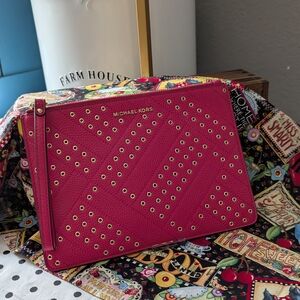 Michael Kors Pink Clutch with Gold Accents